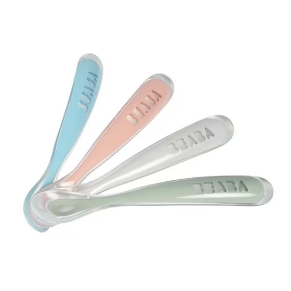Lot 4 Cuillères Premier Age Silicone Béaba – Eucalyptus