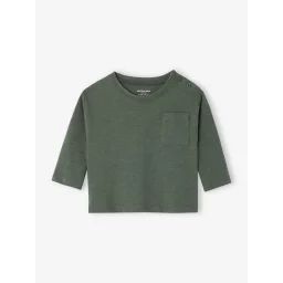 T-shirt bébé Basics personnalisable manches longues boutonné sur l’épaule vert