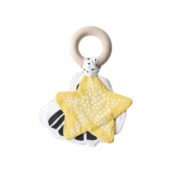Hochet anneau en coton et bois Starfish Etoile de mer