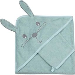 Cape de bain + gant lapin vert (70 x 70 cm)