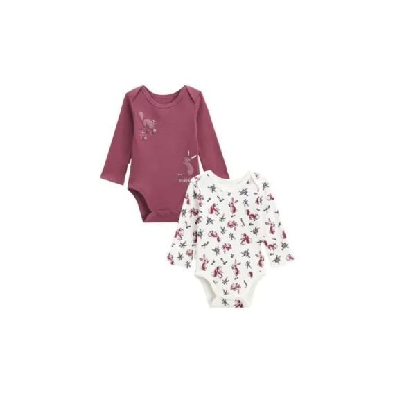 Lot De 2 Bodies Bébé Manches Longues Petit Beguin – Meilleure Copine – Rose – Label Oeko-tex ® Rose