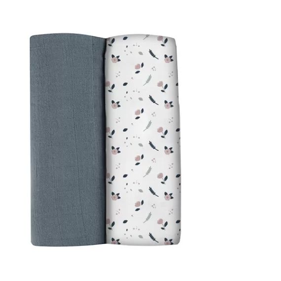 Langes XXL Béaba – Gris Stormy/Flore Printannière