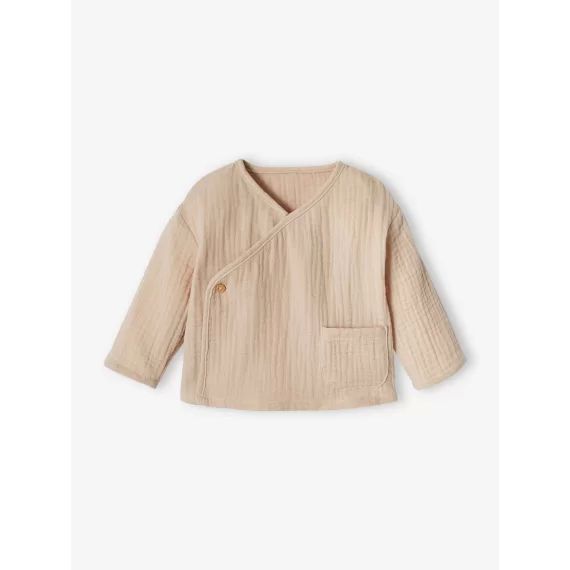 Brassière naissance en gaze de coton bébé personnalisable beige