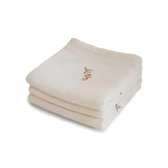 Lot de 3 langes en coton bio Flowers (60 x 60 cm)