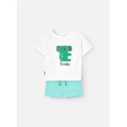 Ensemble T-shirt Avec Dessin Frontal Et Short Vichy Blanc