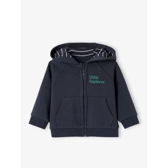 Sweat  zippé à capuche bébé bleu ardoise