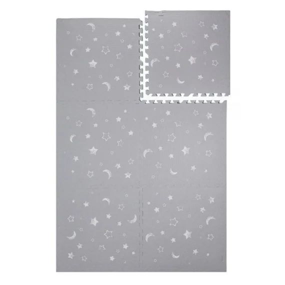 Tapis De Jeu Enfant Puzzle Etoiles Grises Par Kidolo Gris