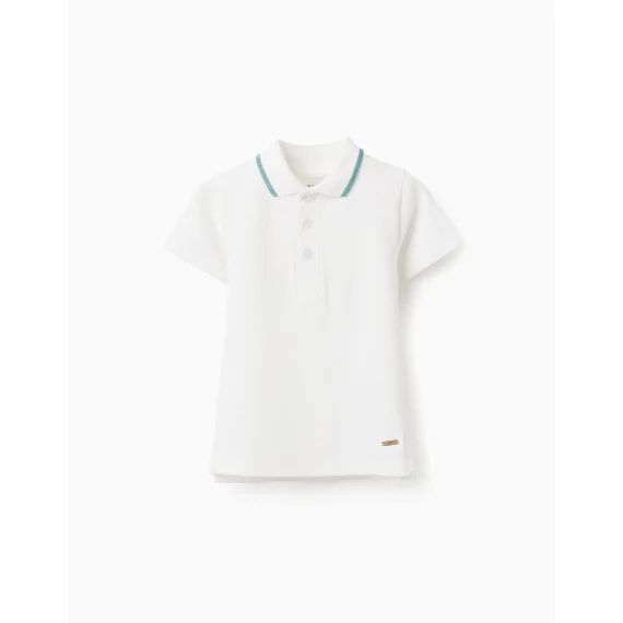 Polo En Piqué De Coton Blanc