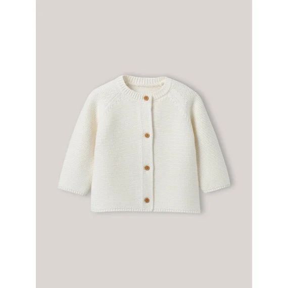 Cardigan En Coton Biologique Et Laine Ecru