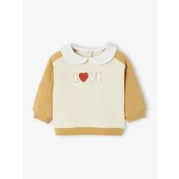 Sweat-shirt bébé fille col claudine ocre