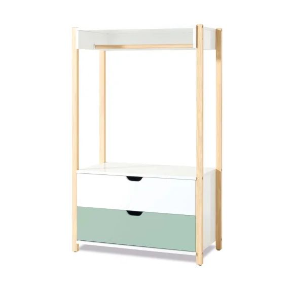 Armoire D&rsquo;enfant Montessori (crochet Et Tiroirs) Vert-menthe