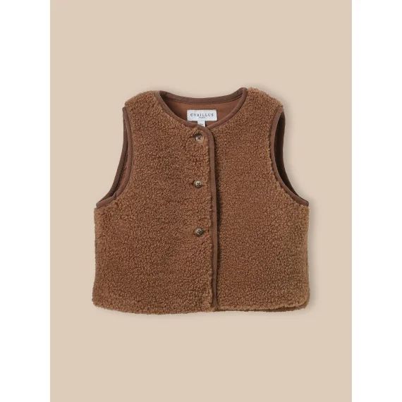 Veste Sans Manches En Sherpa Cognac
