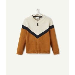 Cardigan zippé en maille tricolore bébé garçon –  – Soldes