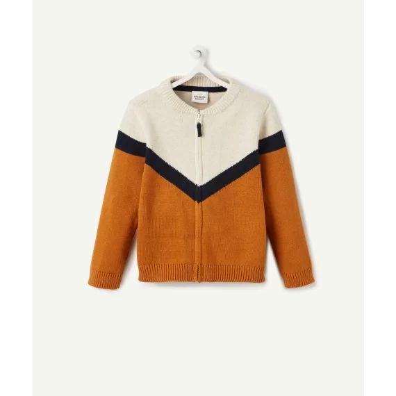 Cardigan zippé en maille tricolore bébé garçon –  – Soldes