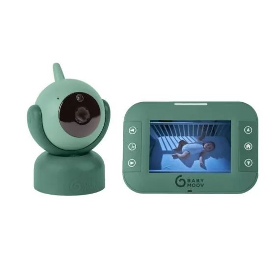 Babymoov Babyphone vidéo YOO Twist – Caméra motorisée avec vue à 360° – Technologie Sleep – Vision nocturne vert