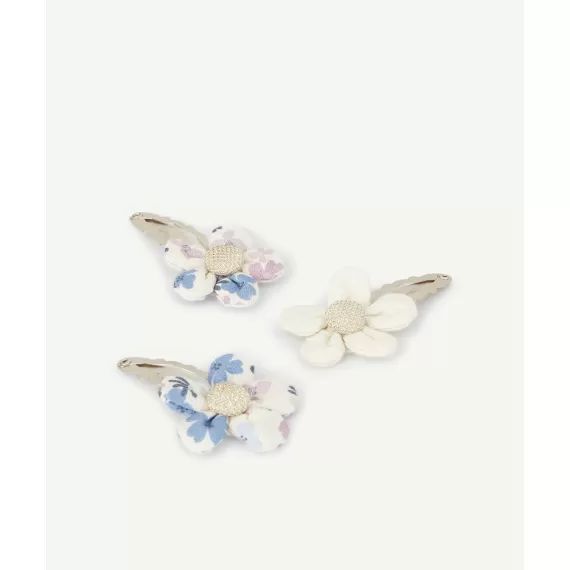 Lot de 3 barrettes bébé fille dorées et fleuries