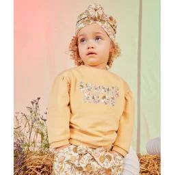Sweat bébé fille jaune en fibres recyclées avec message imprimé –  – Soldes