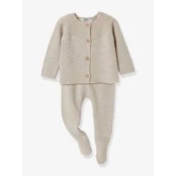 Ensemble bébé en tricot CYRILLUS écru