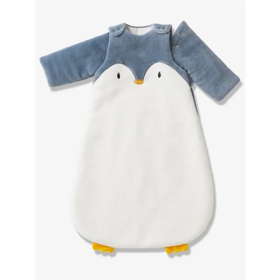 Gigoteuse manches amovibles en microfibre Pingouin écru / gris