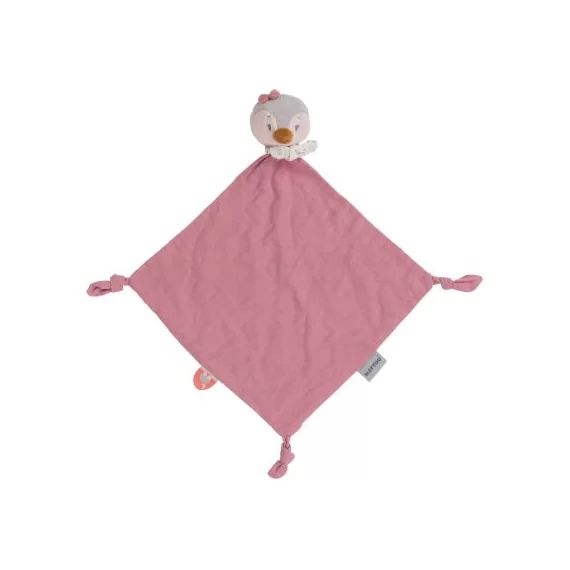Maxi doudou attache sucette Sasha le pingouin (65 x 35 cm)