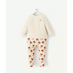 Dors bien bébé en fibres recyclées écru avec coeurs –  – Soldes