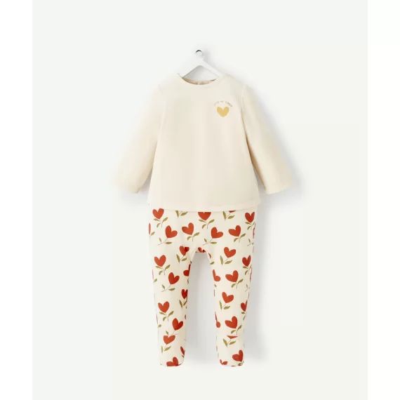 Dors bien bébé en fibres recyclées écru avec coeurs –  – Soldes