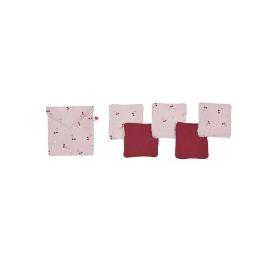 Lot de 5 lingettes lavables Cerise