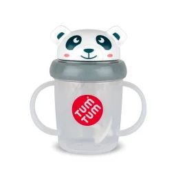 Tasse Anti Fuite + Paille Lestée Panda – V3 Gris
