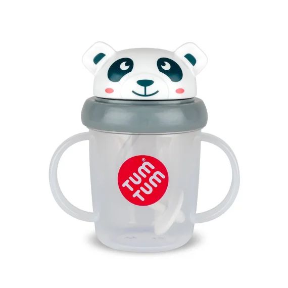 Tasse Anti Fuite + Paille Lestée Panda – V3 Gris