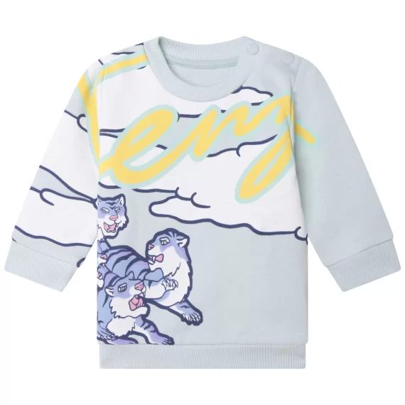 Sweat-shirt en coton imprimé Garçon Bleu