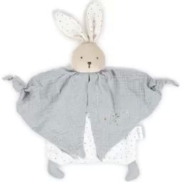 Doudou plat Petit pas lapinou gris