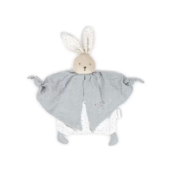 Doudou plat Petit pas lapinou gris