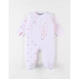Pyjama 1 Pièce Imprimé Papillons Et Girafe En Jersey Clair Rose