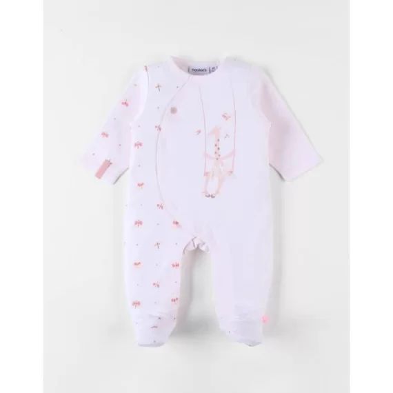 Pyjama 1 Pièce Imprimé Papillons Et Girafe En Jersey Clair Rose