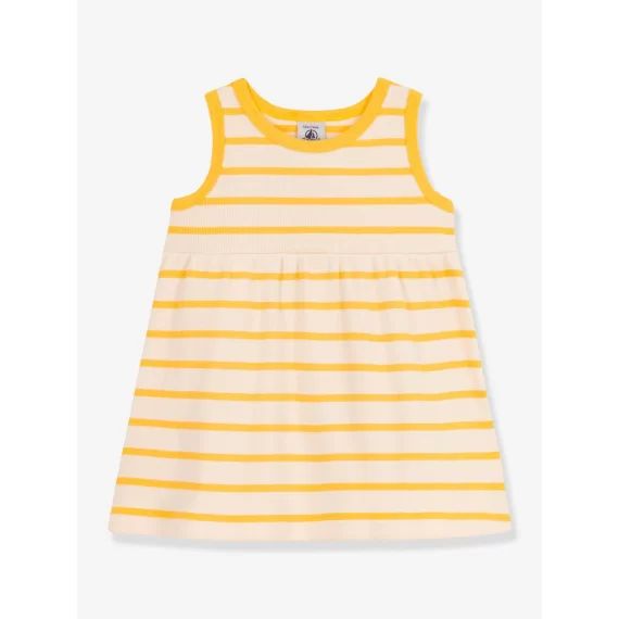 Robe sans manches en coton bio PETIT BATEAU beige