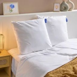Lot De 2 Oreillers Fermes Enveloppe Coton Bio Blanc