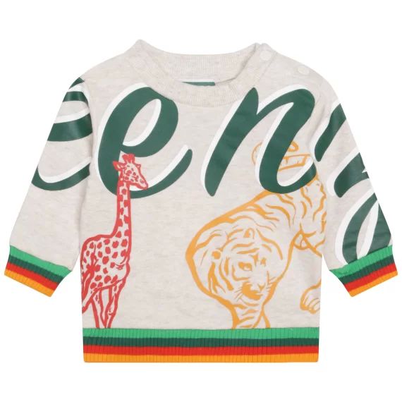 Sweat-shirt en coton chiné Garçon Beige