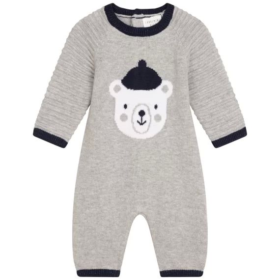 Combinaison tricot coton laine Garçon Gris