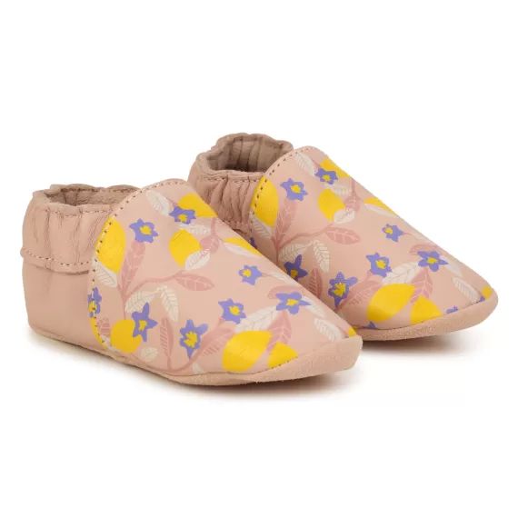 Chaussons en cuir Fille Rose