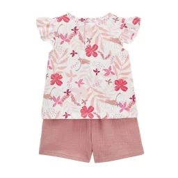 Ensemble T-shirt Et Short En Gaze De Coton Bébé Fille Lipsi Rose