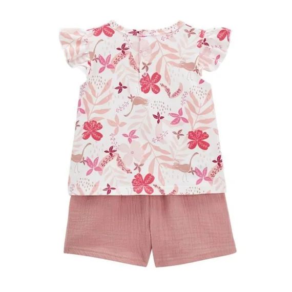 Ensemble T-shirt Et Short En Gaze De Coton Bébé Fille Lipsi Rose