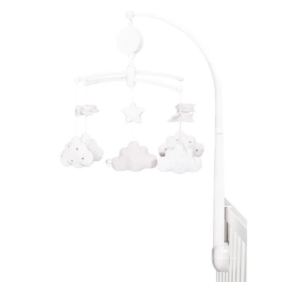 Mobile Musical En Velours Blanc/gris