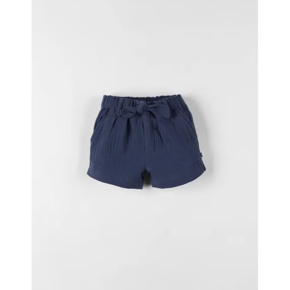 Short En Mousseline De Coton Bleu