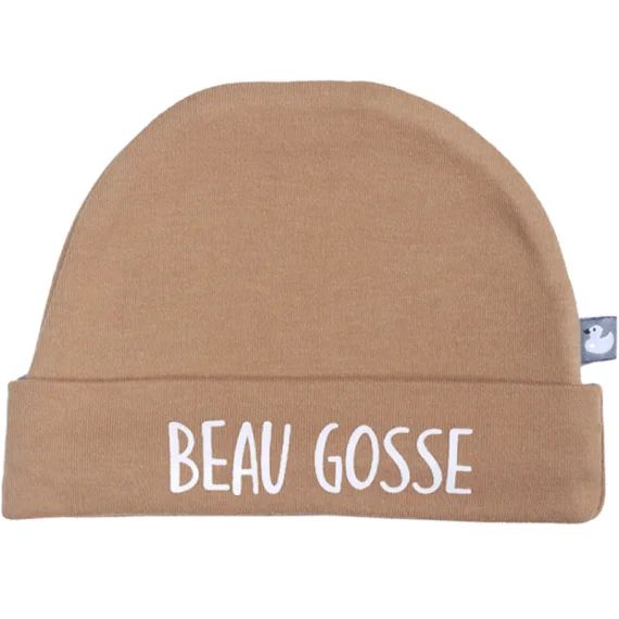 Bonnet de naissance en coton Beau gosse camel