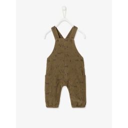 Salopette en velours imprimé bébé vert moyen aop – 18-0426 tcx
