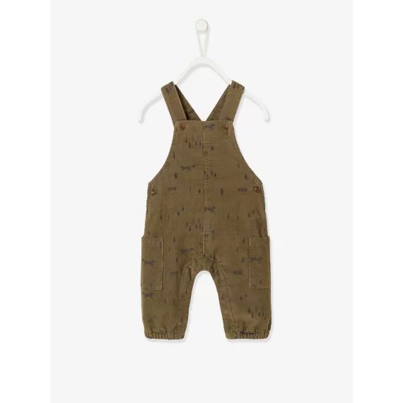 Salopette en velours imprimé bébé vert moyen aop – 18-0426 tcx