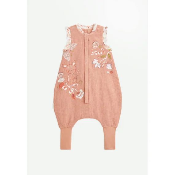 Turbulette D&rsquo;été En Gaze De Coton Avec Pieds Retroussables Mindanao Rose