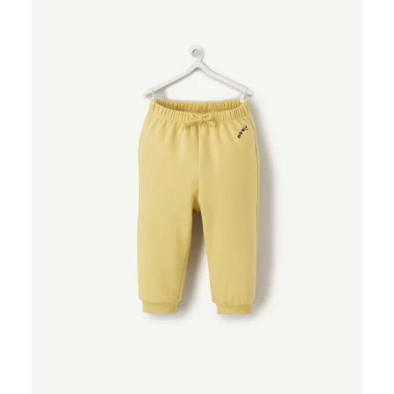 Jogging bébé garçon en fibres recyclées jaune avec message –  – Soldes