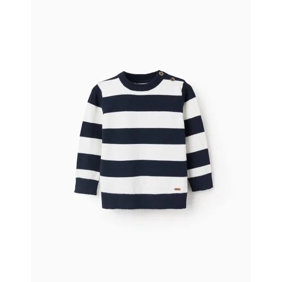 Pull Maille Fine Rayé Bleu Foncé