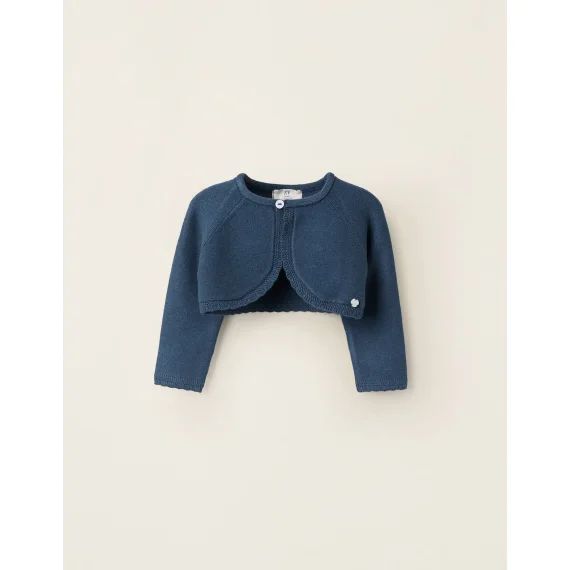 Boléro En Tricot Avec Bouton Bleu Foncé